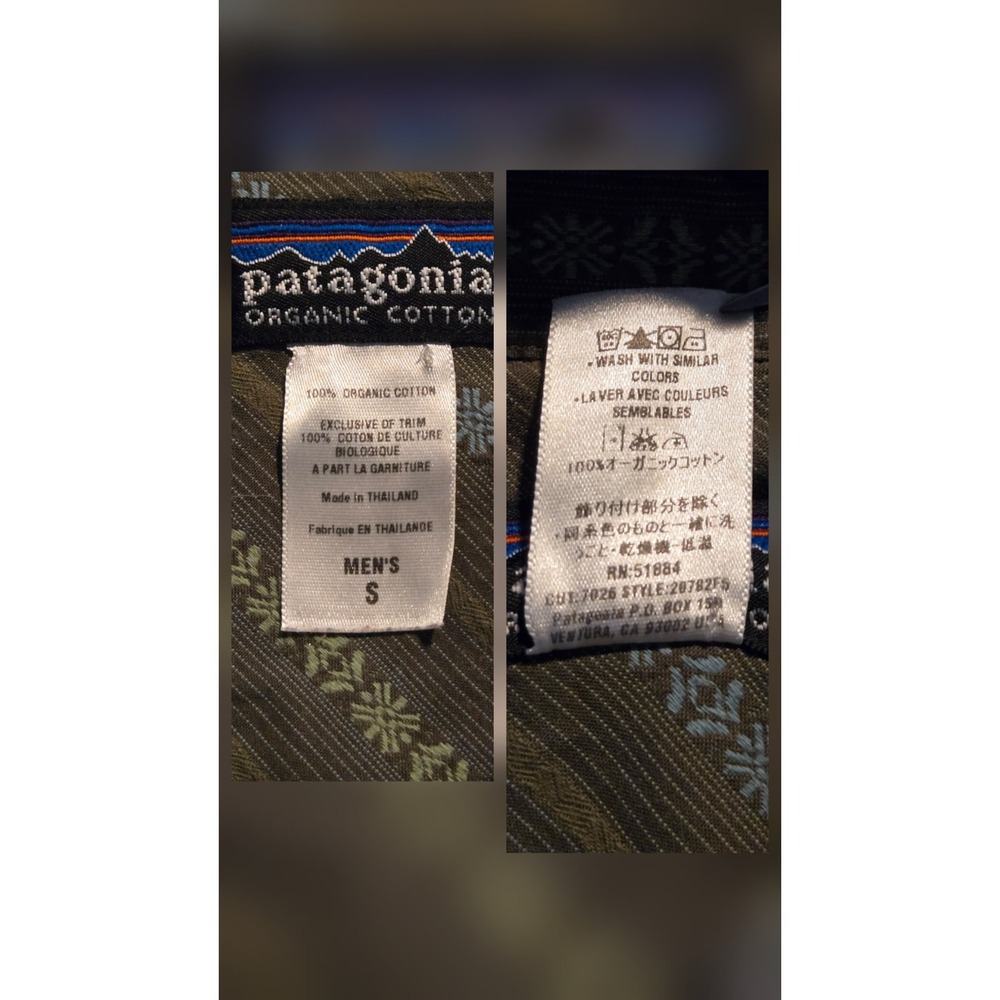 Patagonia New Belgium Organic Cotton Snap Button Shirt Mens S Green Blue Striped - Picture 8 of 10